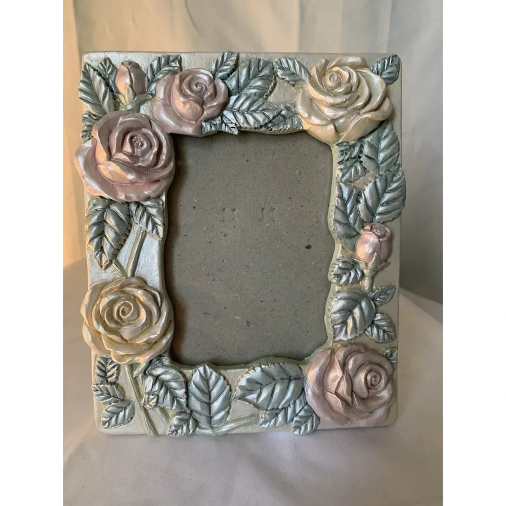 Figi Graphics Vintage Picture Frame Set 2 1990 Rose Floral Pink Cream PF-GN-34